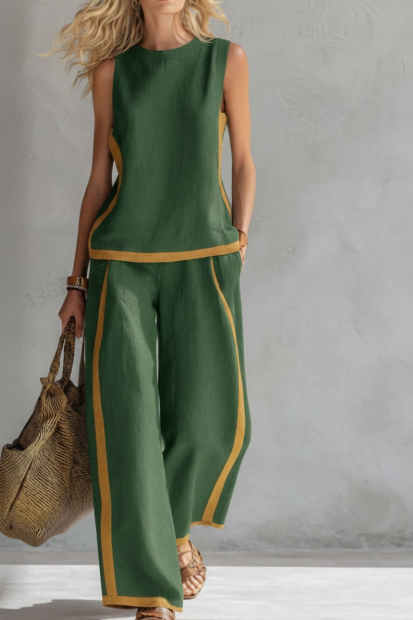 Women's comfortable minimalist matching set, a two-piece casual outfit for effortless commute fashion.