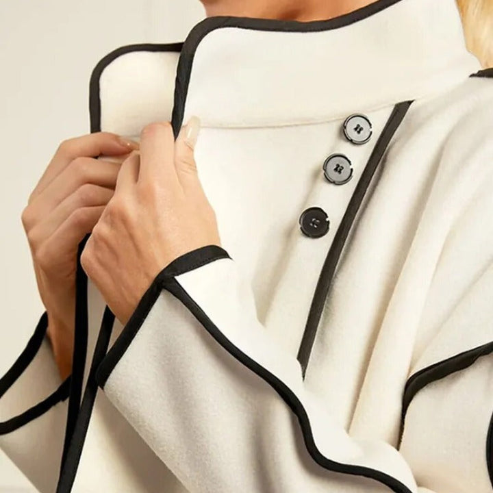 Black Women's Monaco jacket, featuring elegant piped details. Insulated & stylish for sophisticated cold weather.