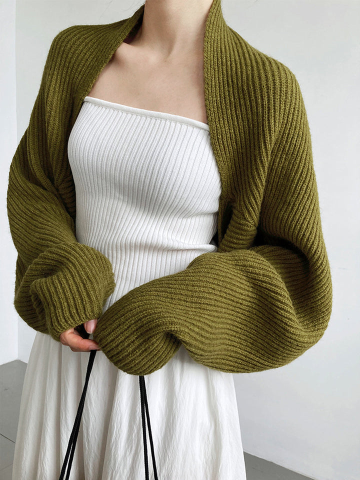 Women's open-front long sleeve shrug sweater. Regular fit, perfect for layering and casual wear.