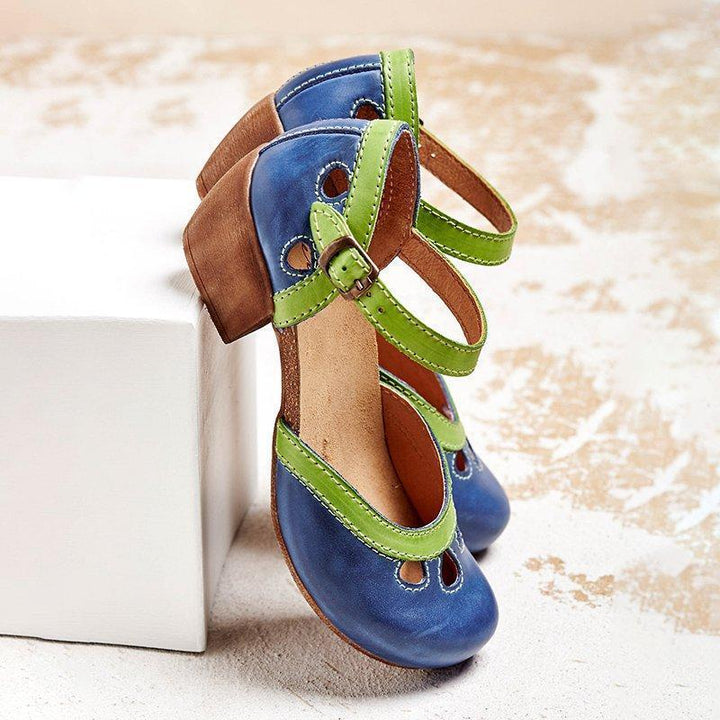 Elegant women's open toe block heel sandals with secure ankle strap, ideal summer footwear for vacation outfits.