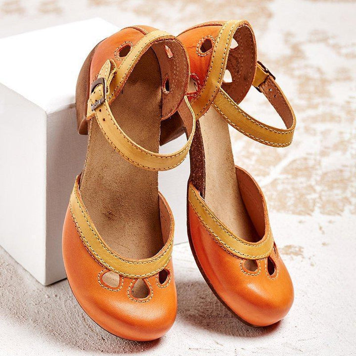 Fashionable women's open toe block heel sandals, great for vacation, beach trips, or casual summer wear.