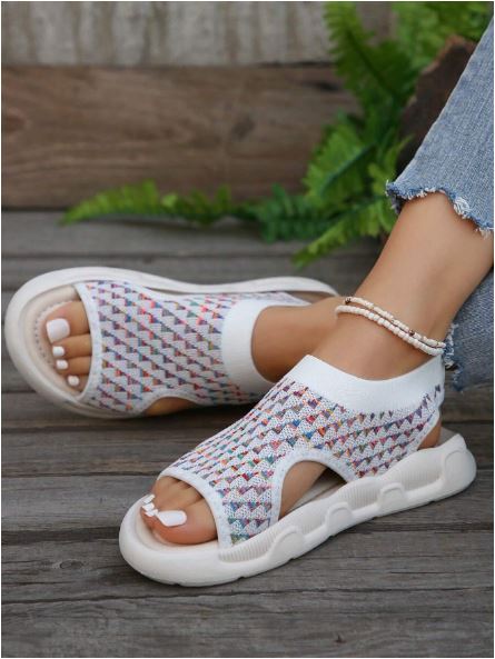 Durable women's open toe platform sandals, comfortable lightweight slip-on for outdoor activities.