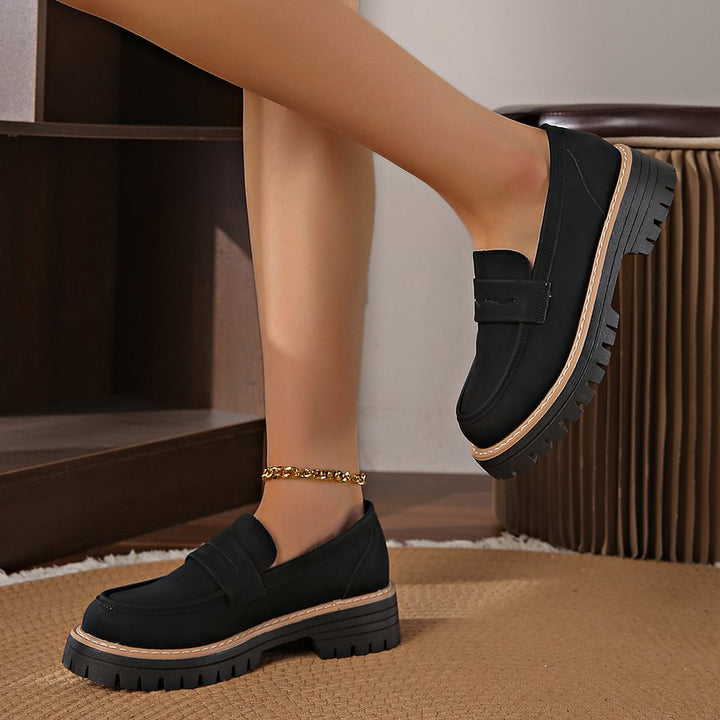 Supportive sole detail on women's orthopaedic comfort loafers, wide toe box for enhanced walking comfort.