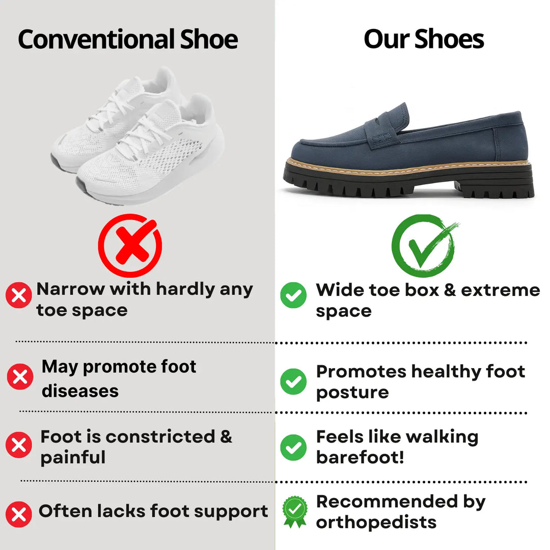 Stylish women's comfort loafers, orthopaedic wide toe box design in soft material for supportive fit.