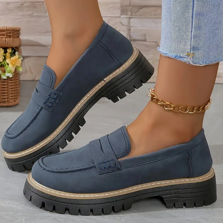 Side view of women's orthopaedic wide toe box loafers, designed for ultimate comfort & foot support.
