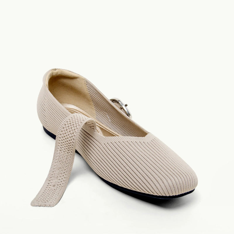 Daily wear women's Mary Jane flats. Orthopaedic, square toe, V-cut strap for casual chic style.