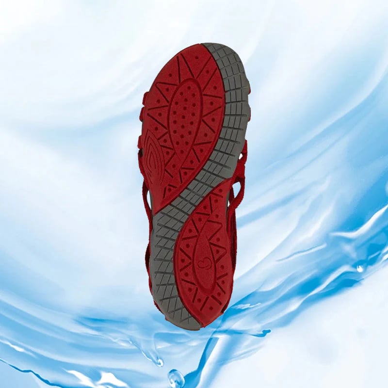 Women's comfort footwear: adjustable orthopedic sandals for active summer days and foot health.