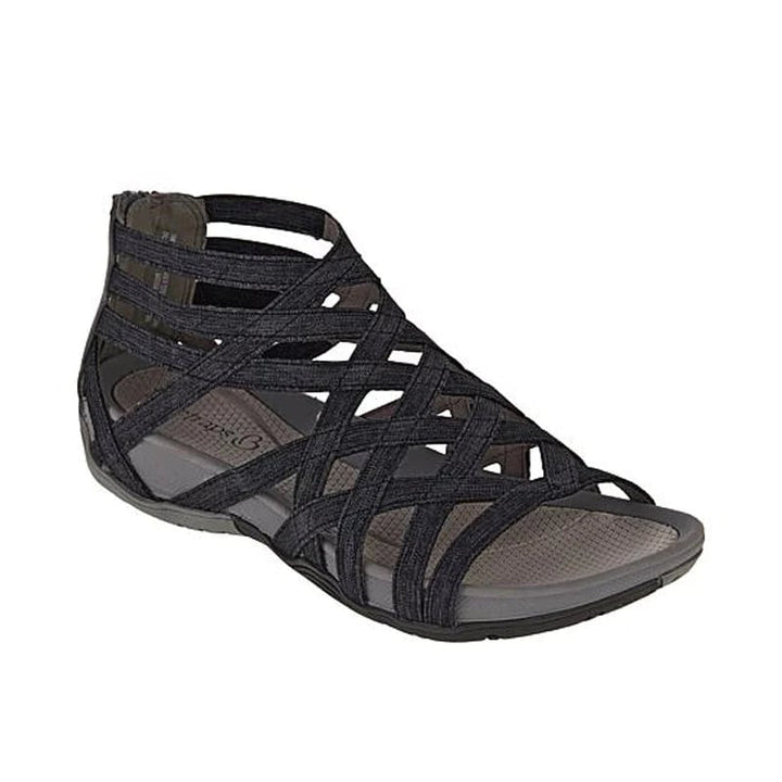 Close-up of adjustable straps on women's orthopedic summer sandals, ensuring a perfect fit.