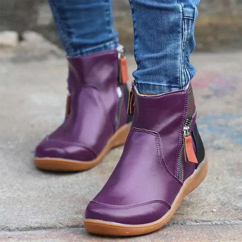 Orthopedic women's ankle boots, ideal for fall fashion, with arch support and easy zipper.