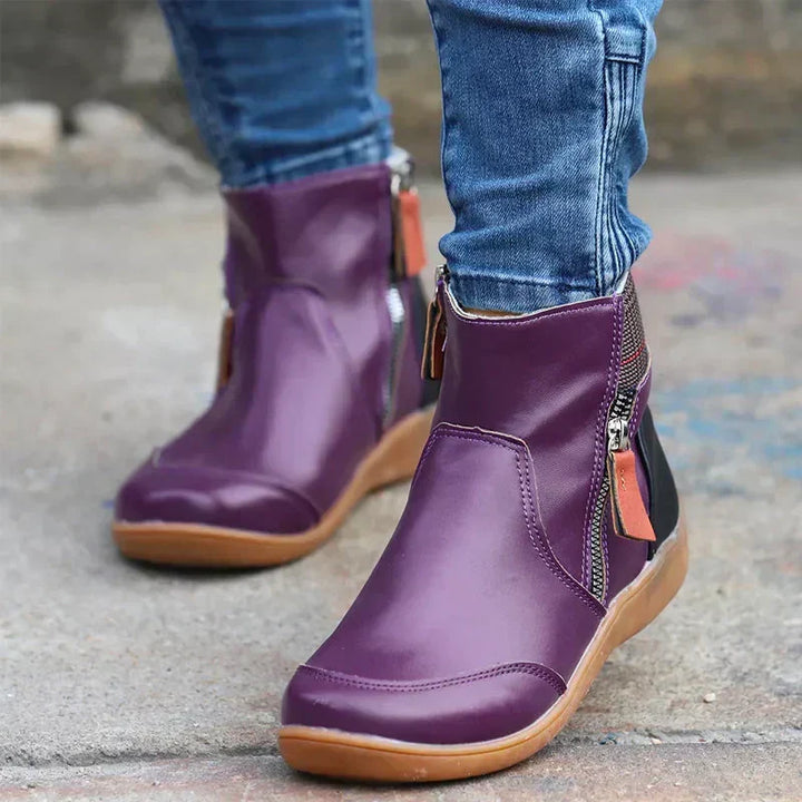 Orthopedic women's ankle boots, ideal for fall fashion, with arch support and easy zipper.