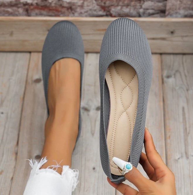 Top view of women's supportive orthopedic ballet flats, perfect for everyday casual style.