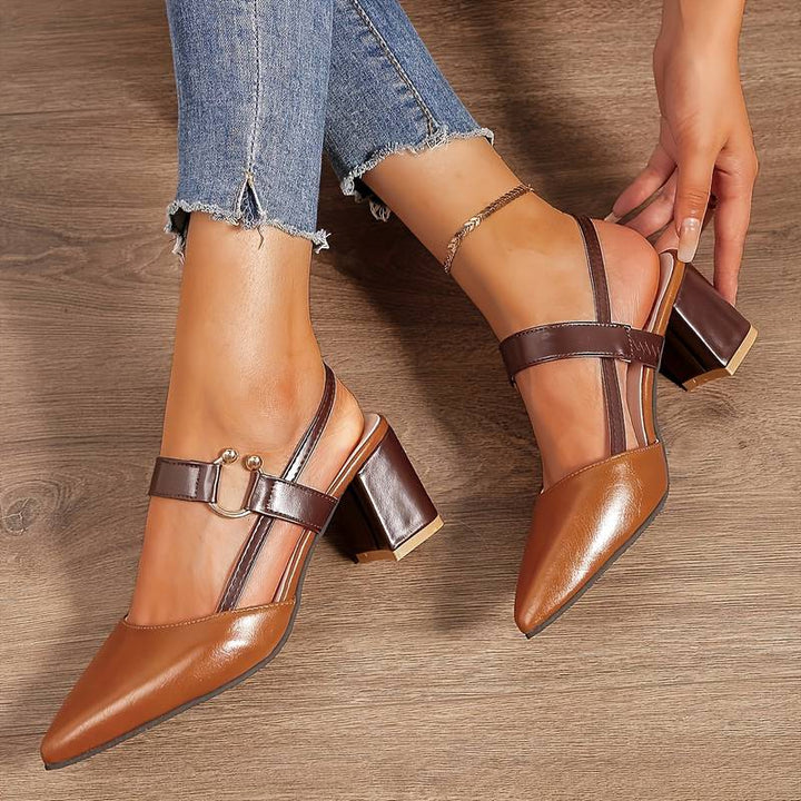 Women's orthopedic block heels, comfortable slingback for all-day wear. Stylish supportive footwear.