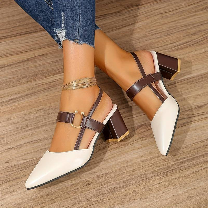 Women's comfortable orthopedic block heels. Slingback, pointed toe design for stylish, supportive work & dress shoes.