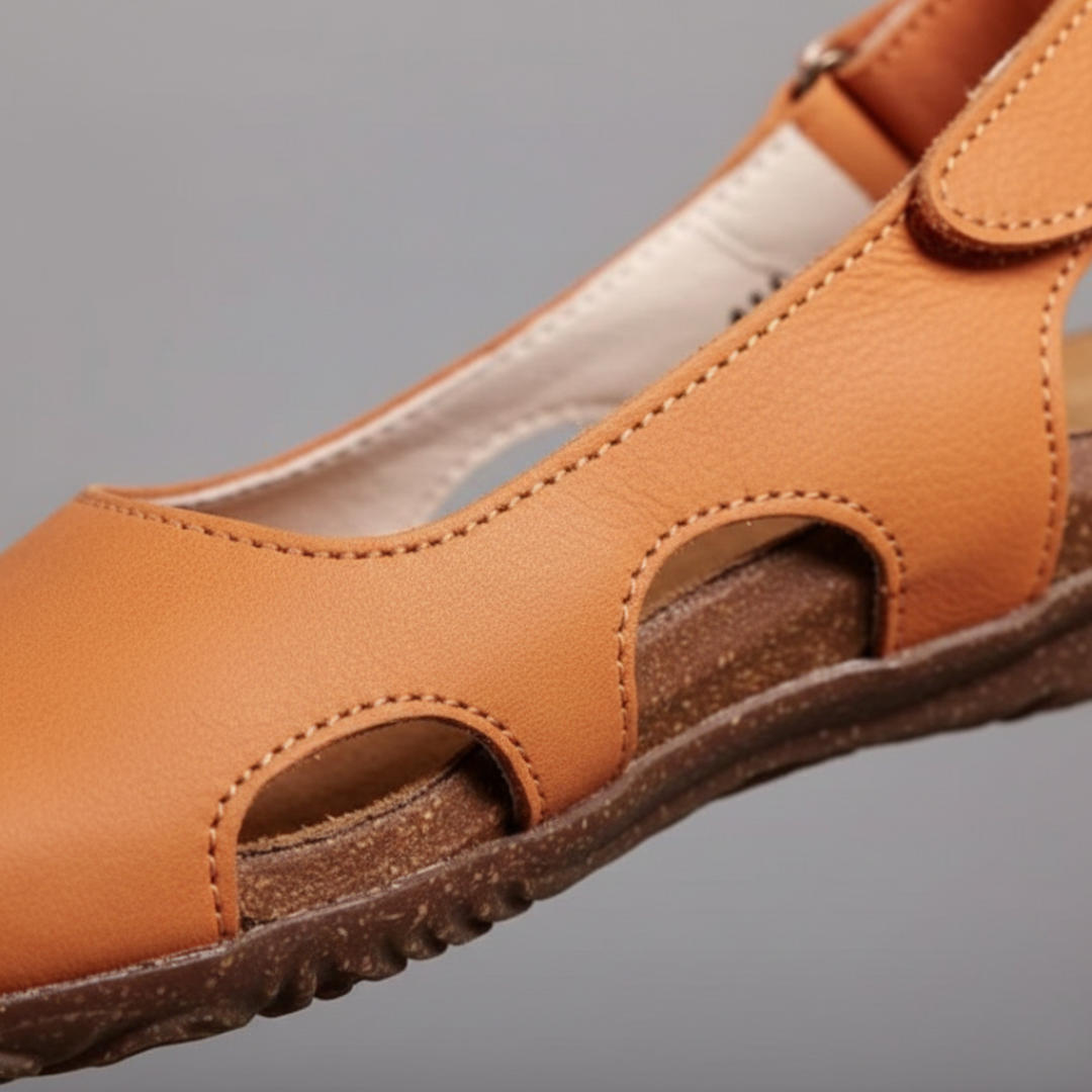 Comfortable women's orthopedic closed-toe sandals with arch support, ideal for pain relief & casual wear.