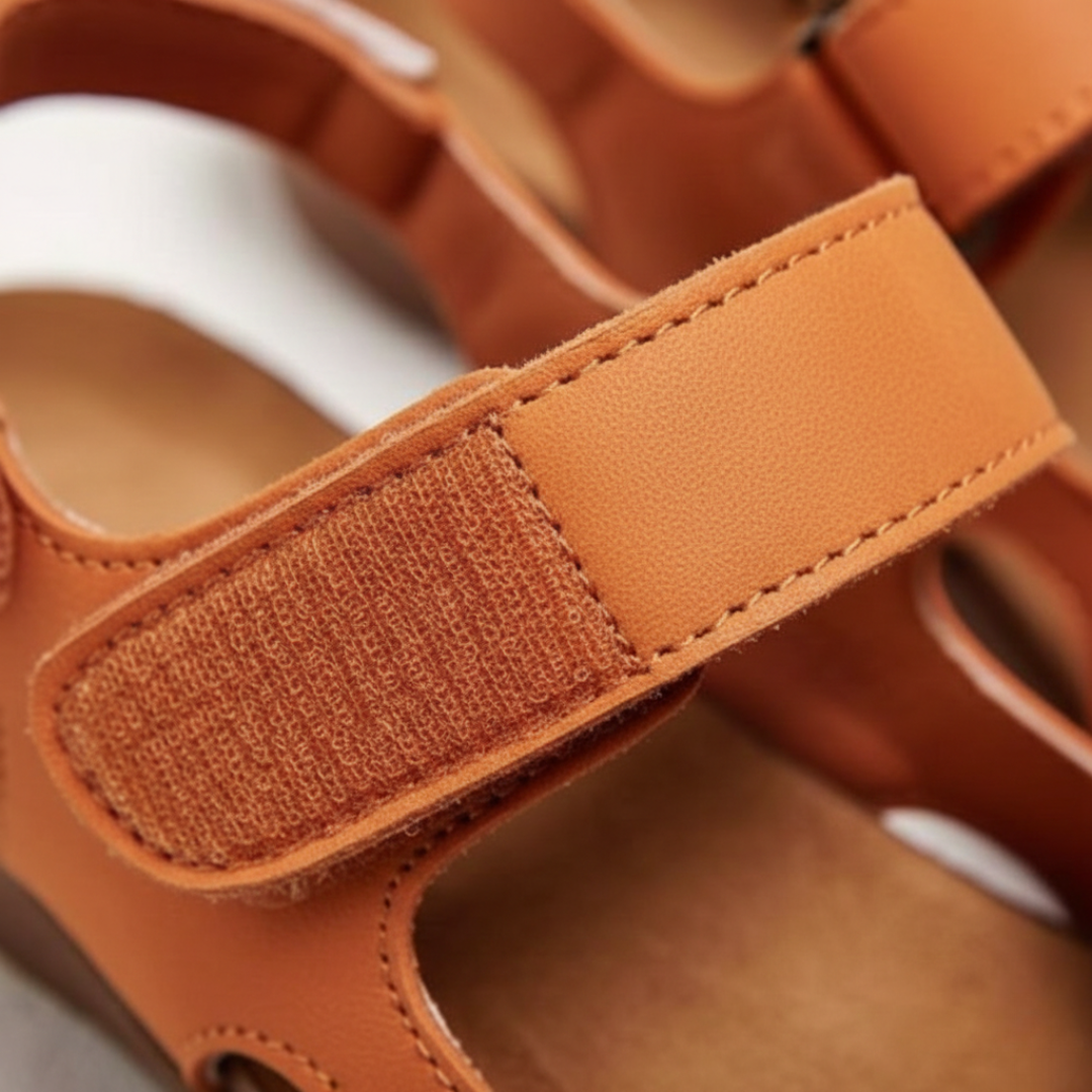 Adjustable women's closed-toe slingback sandals. Orthopedic design for arch support & everyday comfort.