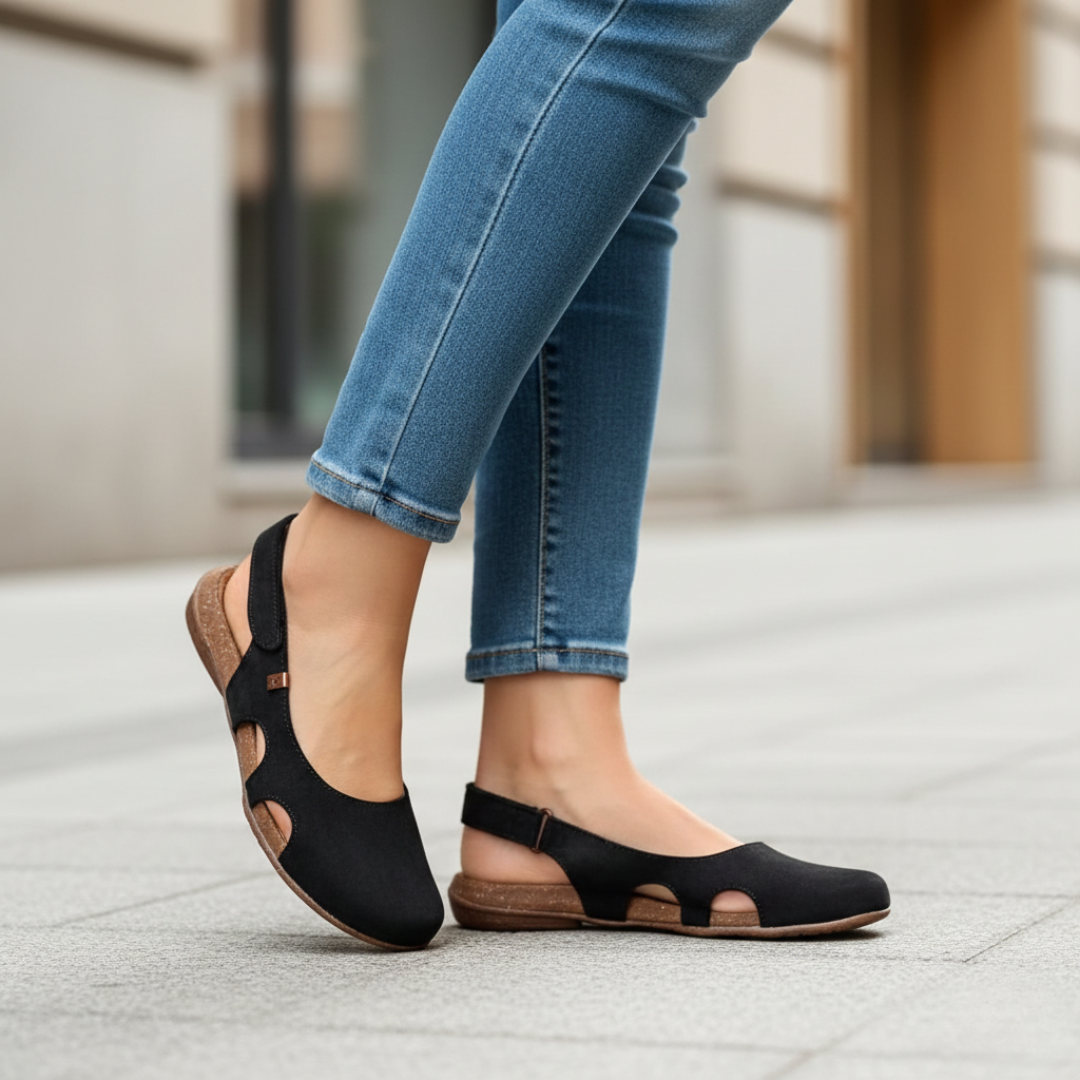 Orthopedic closed-toe sandals for women, offering superior arch support & comfort for walking & casual use.