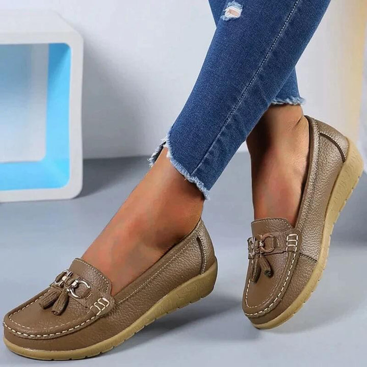 High-quality easy-care material of women's orthopedic comfort loafers, ensuring durability and sophisticated style.