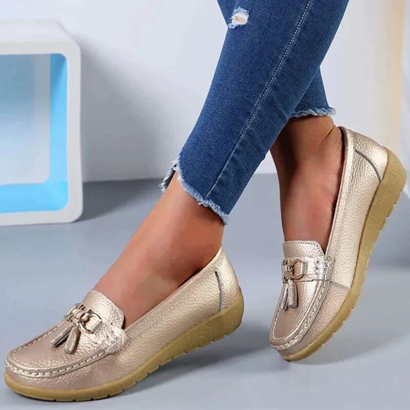 Durable outsole of women's orthopedic comfort loafers, designed for stability, foot support, and excellent grip.