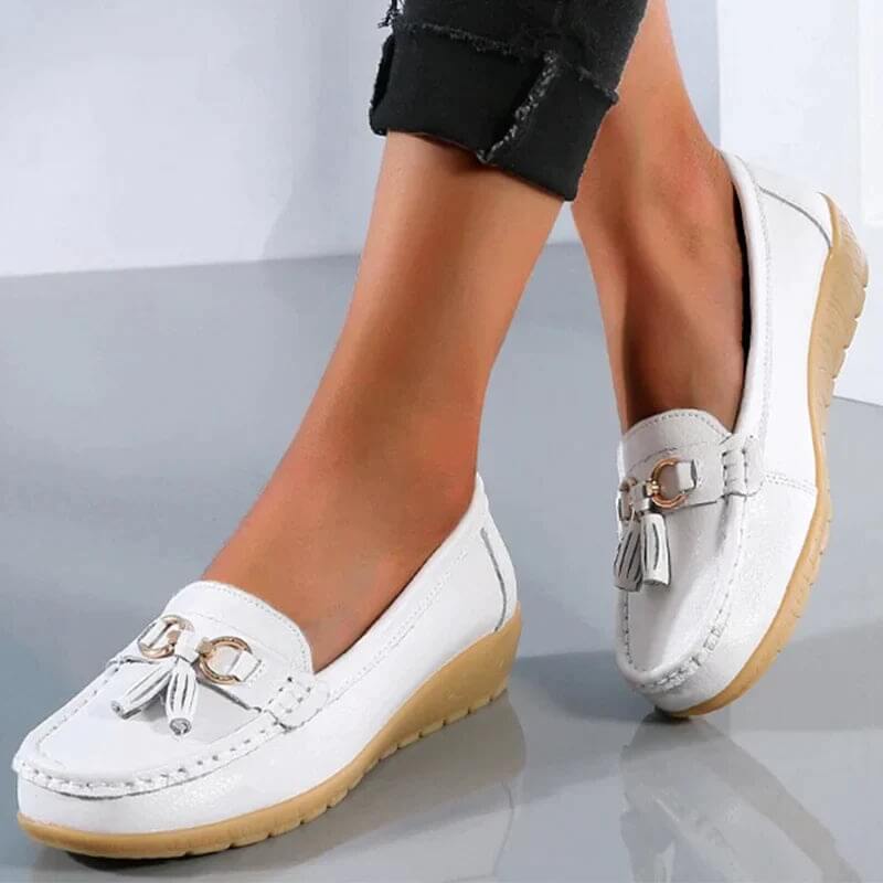 Interior view highlighting the plush footbed of women's orthopedic loafers for ultimate comfort & support.