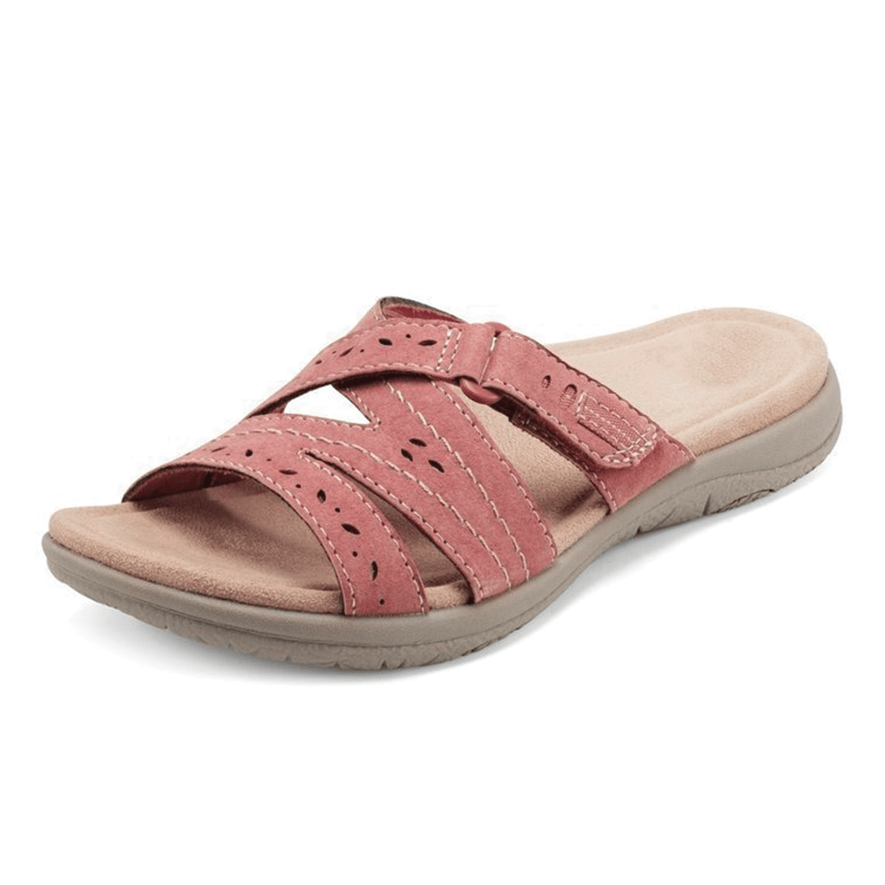 Supportive women's comfort sandals, wide toe box & arch support, ideal for foot pain relief.