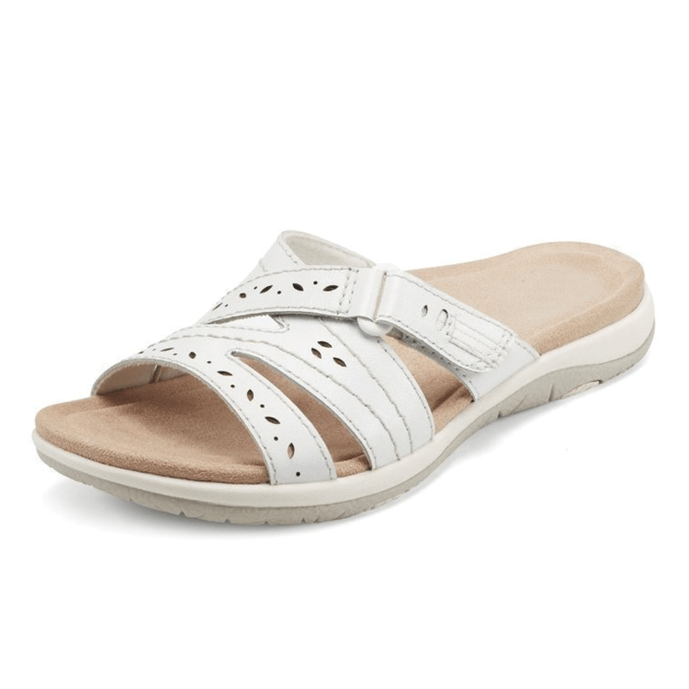 Women's open-toe orthopedic sandals featuring wide toe box, arch support, and comfort for summer.