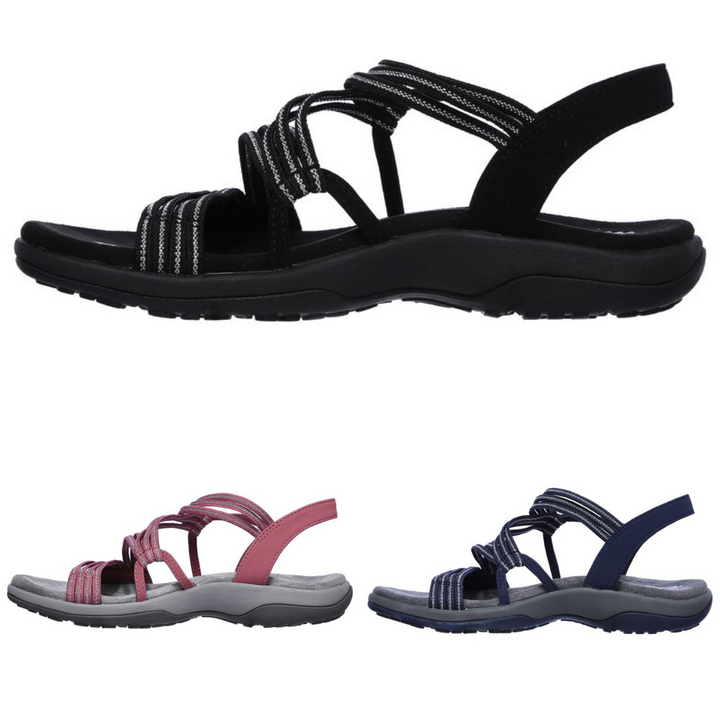 Stylish women's comfort sandals featuring adjustable straps & arch support for foot health & leisure.