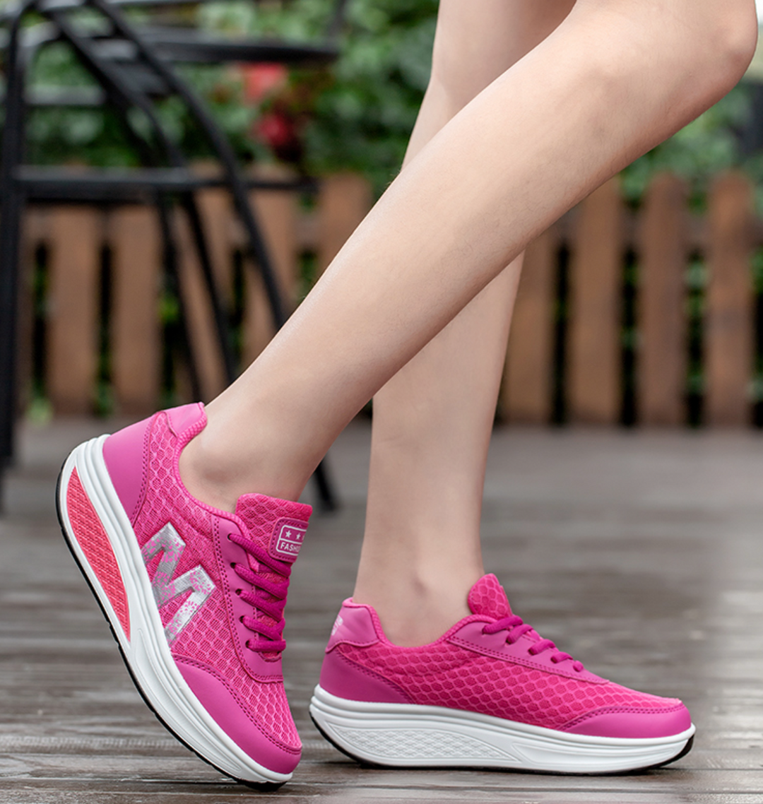 Supportive women's sneakers: orthopedic, corrective, shock-absorbing for comfortable walking.