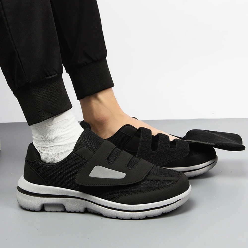 Comfortable women's orthopedic slip-on shoes, mesh upper, wide-fit for all-day wear.