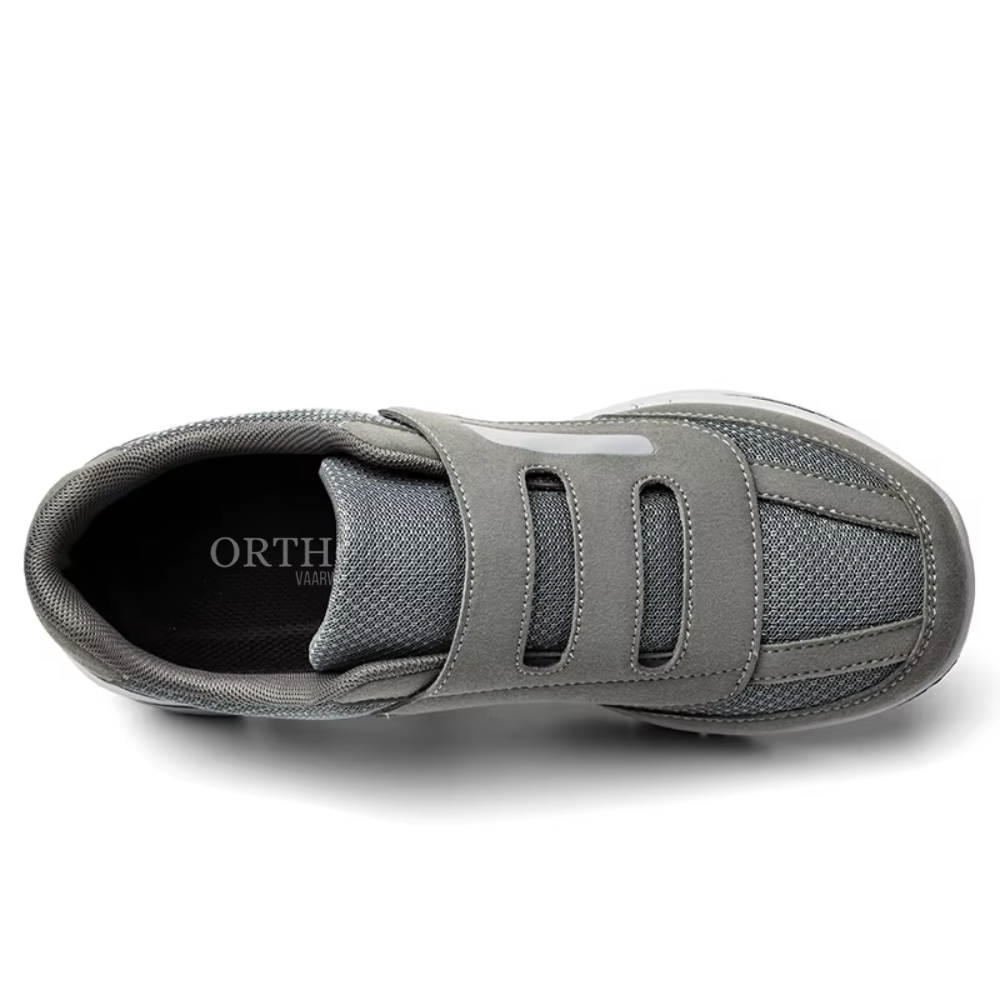 Orthopedic women's wide-fit walking shoes, easy slip-on style with mesh ventilation.