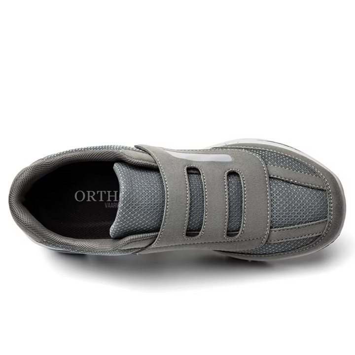 Orthopedic women's wide-fit walking shoes, easy slip-on style with mesh ventilation.