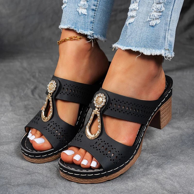 Stylish women's summer sandals, orthopedic design with a comfortable wedge heel.