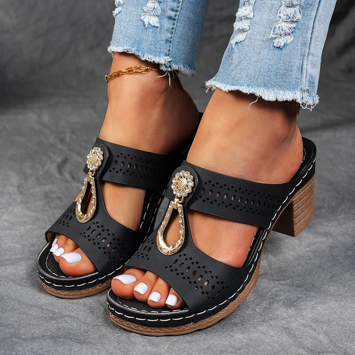 Stylish women's summer sandals, orthopedic design with a comfortable wedge heel.