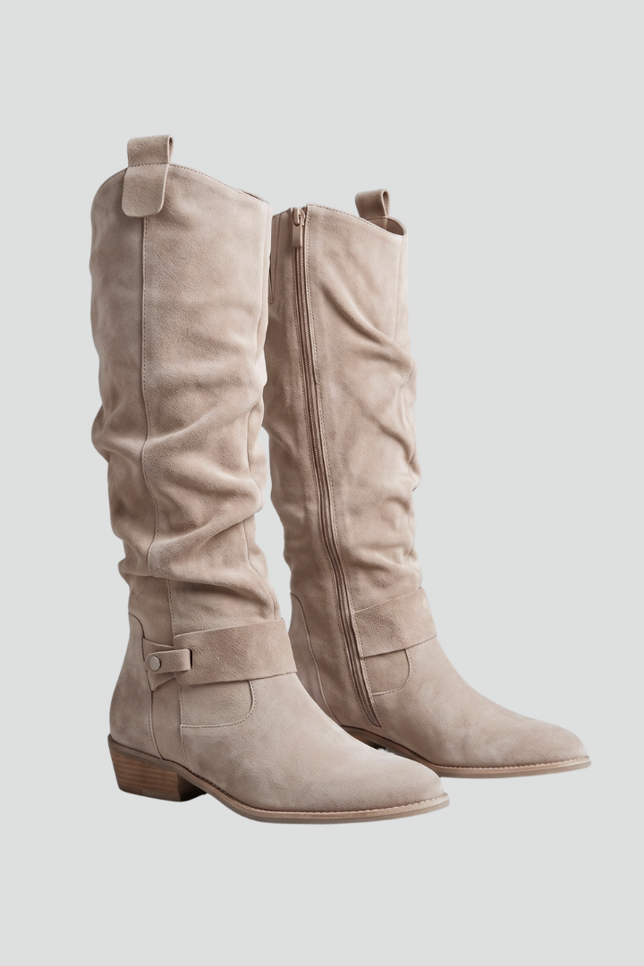 Women's orthopedic knee-high boots with comfortable side zip design, ideal for everyday fall & winter wear.