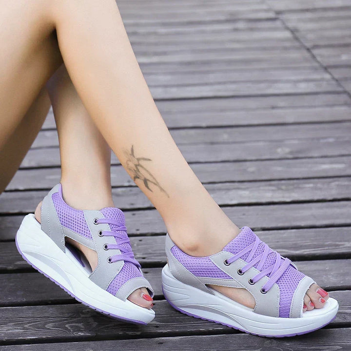 Comfortable women's orthopedic lace-up sandals. Ideal for foot pain relief with arch support. Stylish & airy summer shoes.