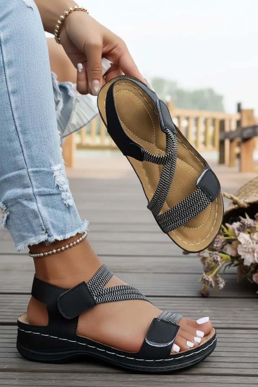Women's travel orthopedic sandals, lightweight slip-on design for easy packing & all-day comfort.