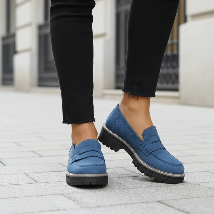 Women's orthopedic loafers with chunky sole. Comfortable, supportive slip-on footwear for all-day wear.