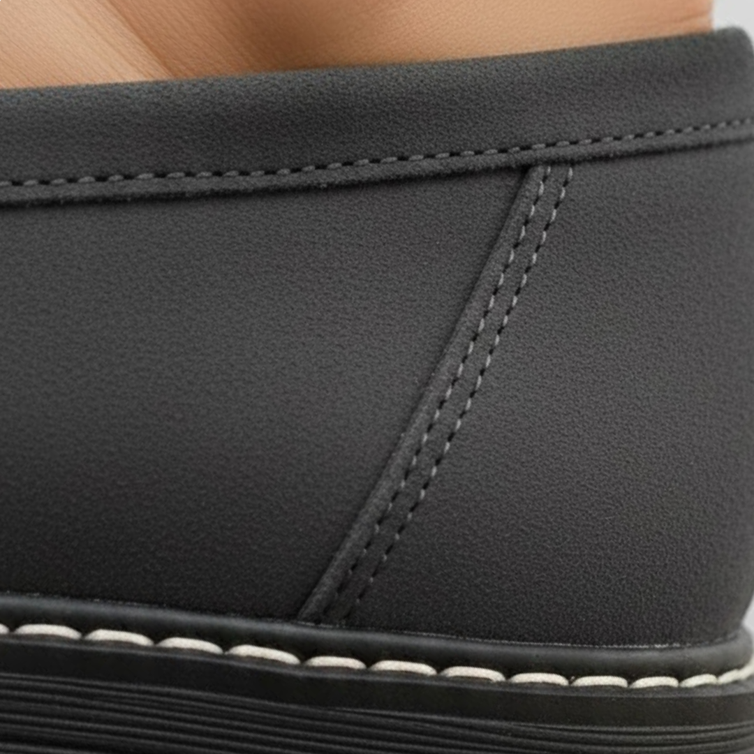 Detail of the soft upper material on women's orthopedic loafers, providing cushioned comfort and ergonomic support.