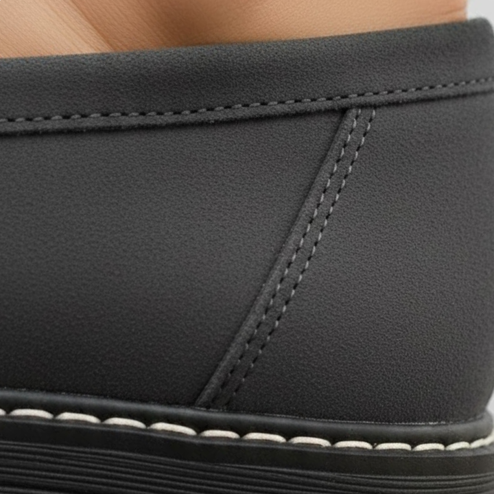 Detail of the soft upper material on women's orthopedic loafers, providing cushioned comfort and ergonomic support.