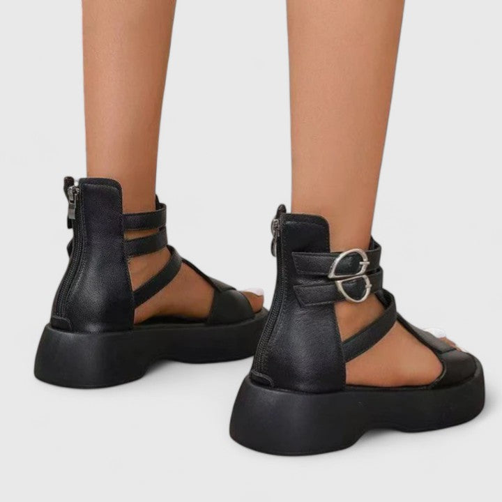 Stylish women's multi-strap platform sandals for summer, offering posture support and ultimate comfort while walking.