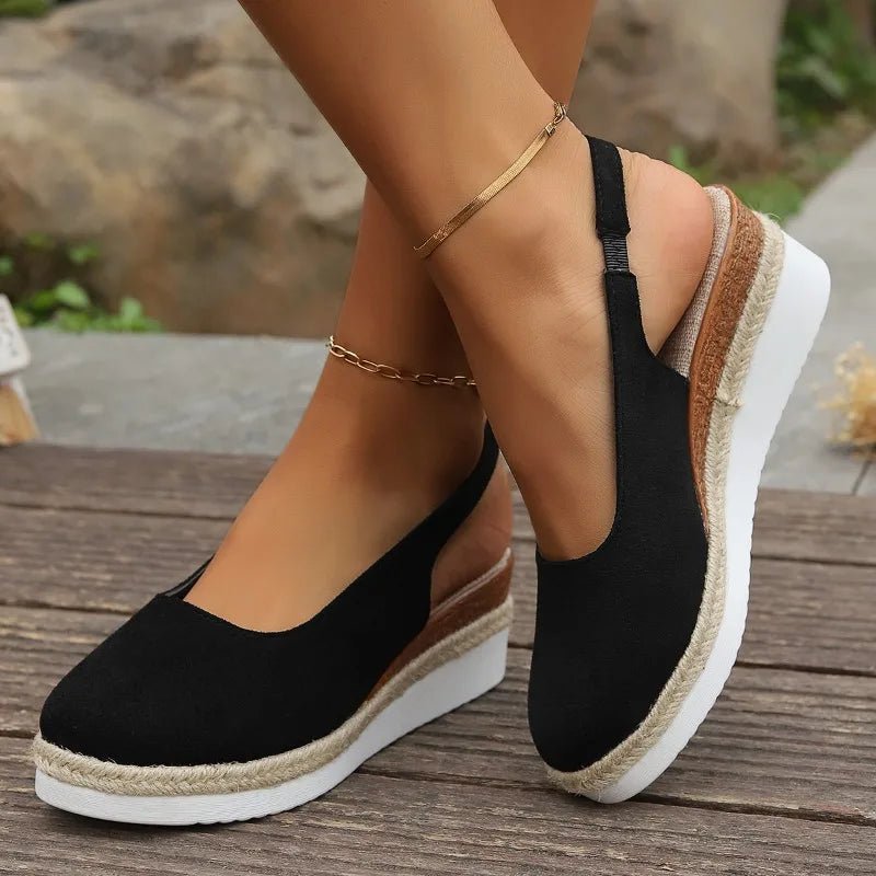 Women's orthopedic platform sandals for all-day comfort walking. Features arch support & adjustable straps.