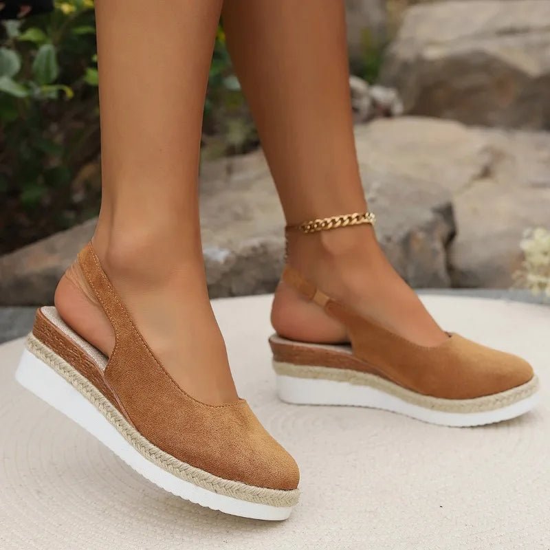 Comfortable women's platform sandals with arch support, cushioning, and non-slip sole for walking.