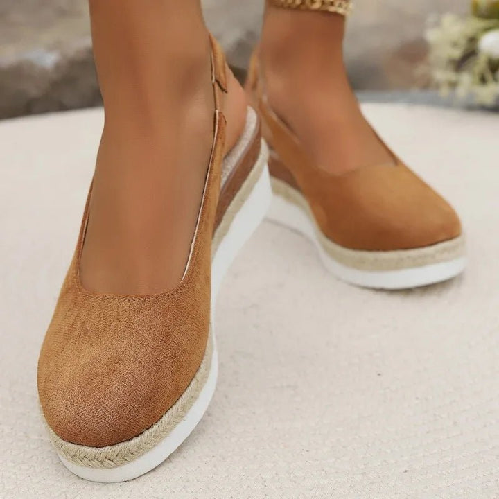 Women's summer orthopedic platform sandals. Ideal comfort shoes for walking with arch support.