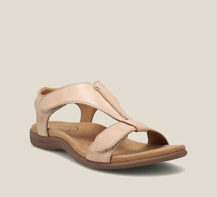 Comfortable women's walking sandals, ergonomic design with cushioned arch support & adjustable T-straps.