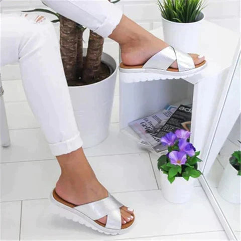 Durable women's orthopedic sandals, adjustable for custom fit, ensuring long-lasting comfort and foot support.