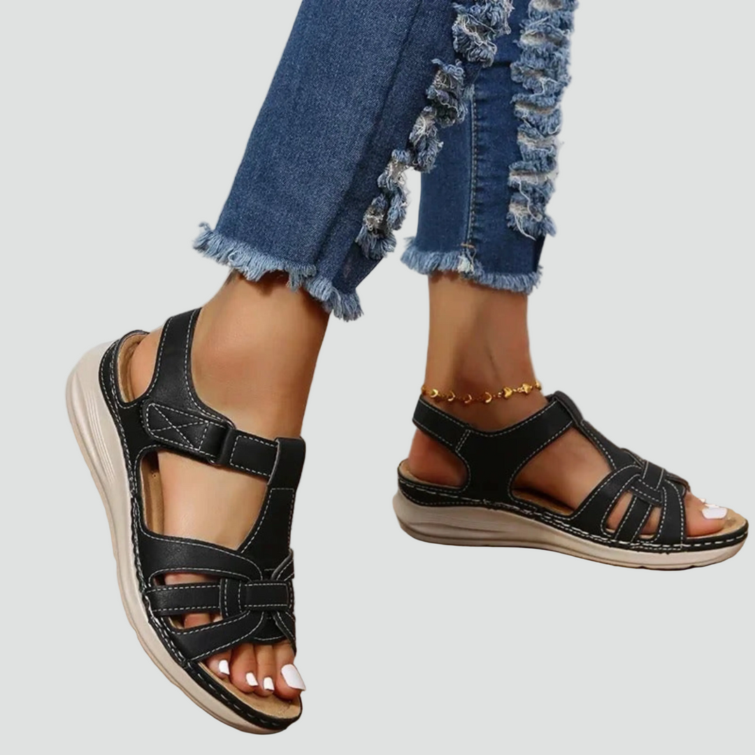 Casual women's orthopedic sandals, open-toe design with adjustable Velcro straps, great for summer comfort.