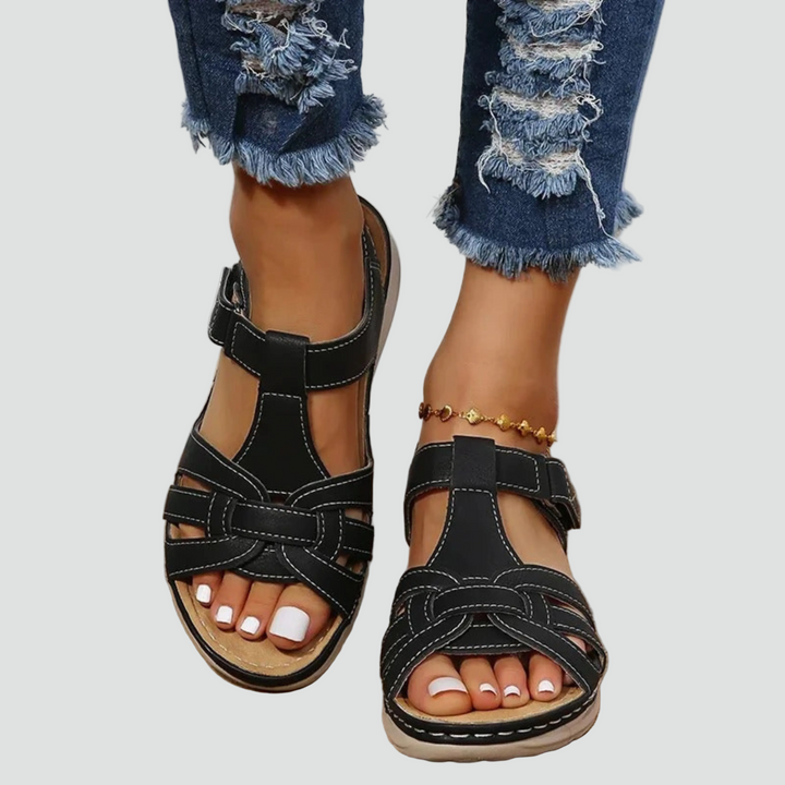 Women's walking sandals, orthopedic support & adjustable Velcro straps provide comfort for daily wear.
