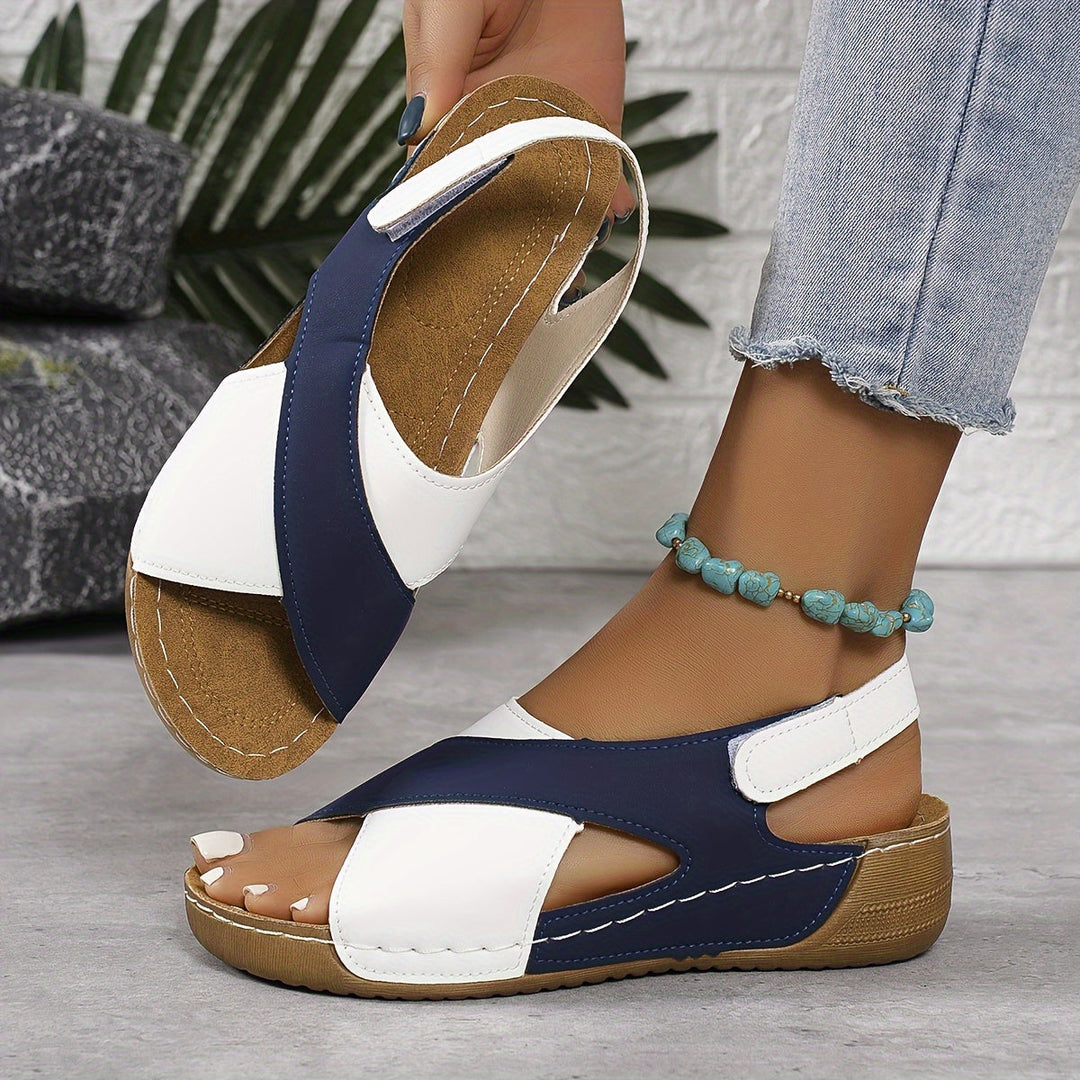 Comfortable women's walking sandals with orthopedic arch support; great for summer footwear.