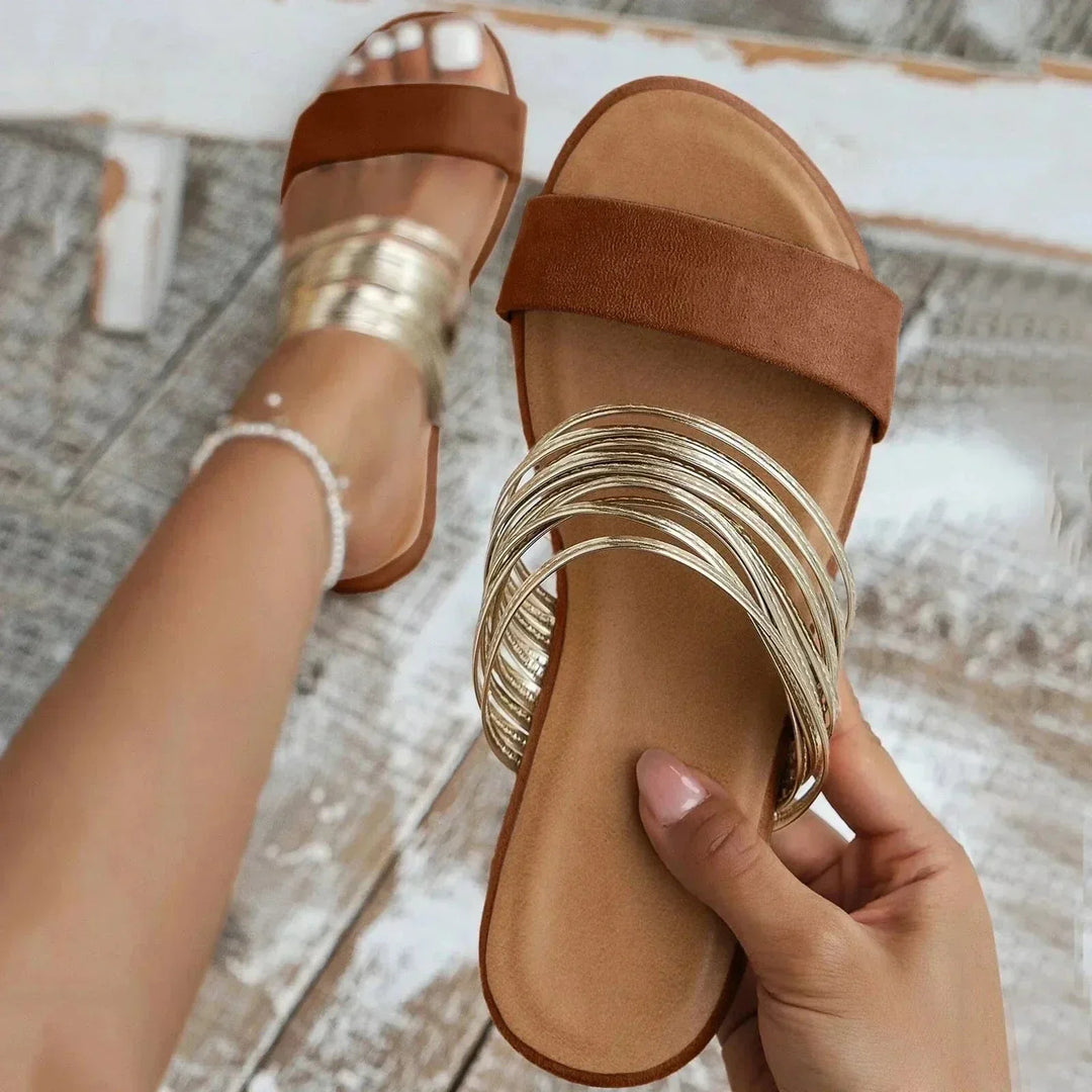 Supportive open-toe women's sandals, providing orthopedic comfort & foot arch relief.