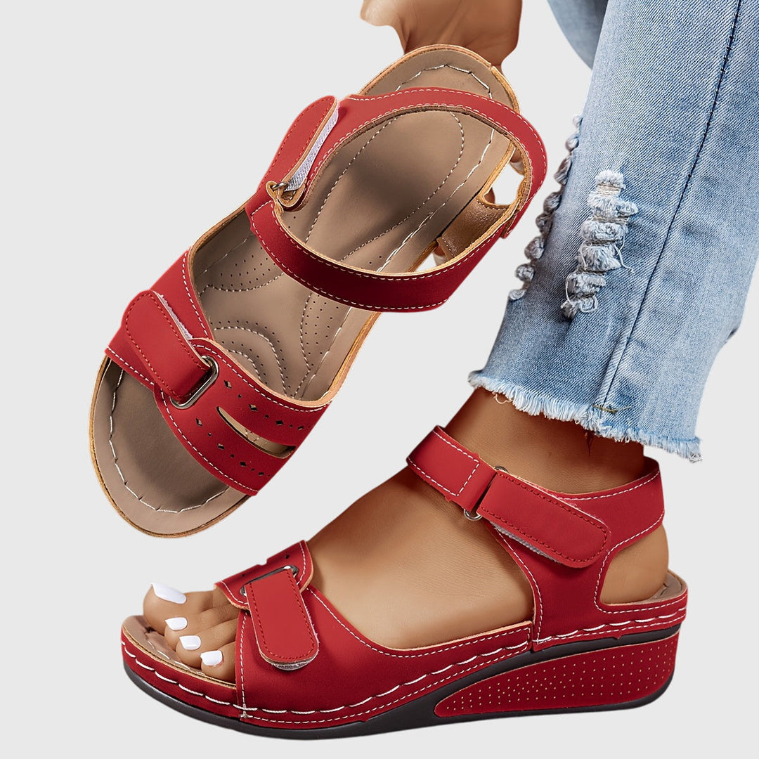 Women's orthopedic sandals with sparkling crystal straps, offering arch support & all-day comfort for summer.