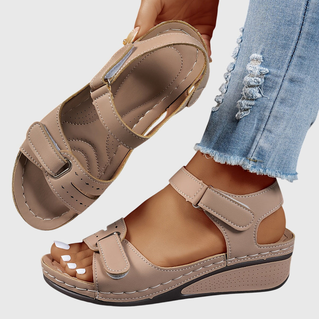 Durable women's orthopedic walking sandals, embellished with crystals, offering non-slip grip and support.